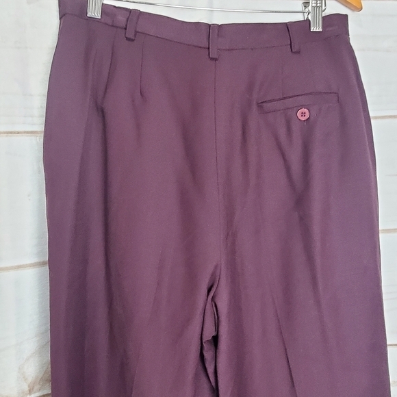 Vintage 90s Purple Wool Super High Rise Pleated  Trouser Casual Pants Size 12 - Picture 7 of 12